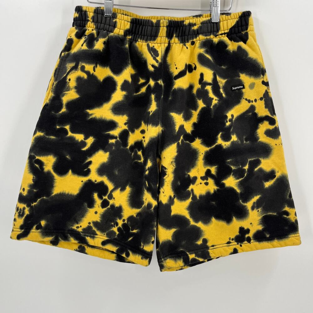 FW26 2026 Supreme NYC Small Box Sweat Shorts in Yellow Black Tie Dye S